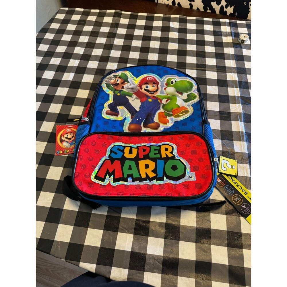 Super Mario Bros 17" Backpack WATER RESITIANT  PADDED LAPTOP SLEEVE NEW NWT